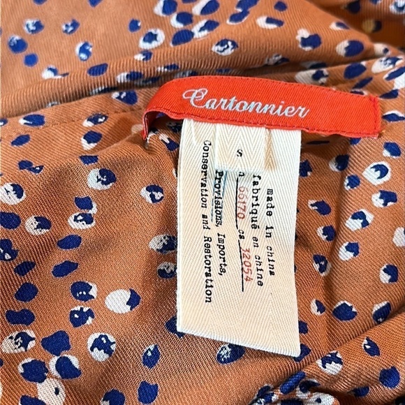 Anthropologie Cartonnier jumpsuit romper burnt Orange Blue Spotted Sz S - Picture 8 of 9